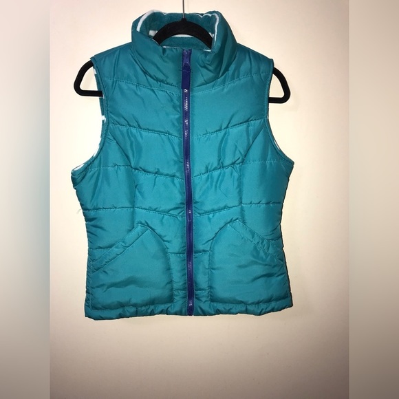 EVERLAST Womens Fleece Lined Puffer Teal Vest Jacket Size Medium - Picture 2 of 12